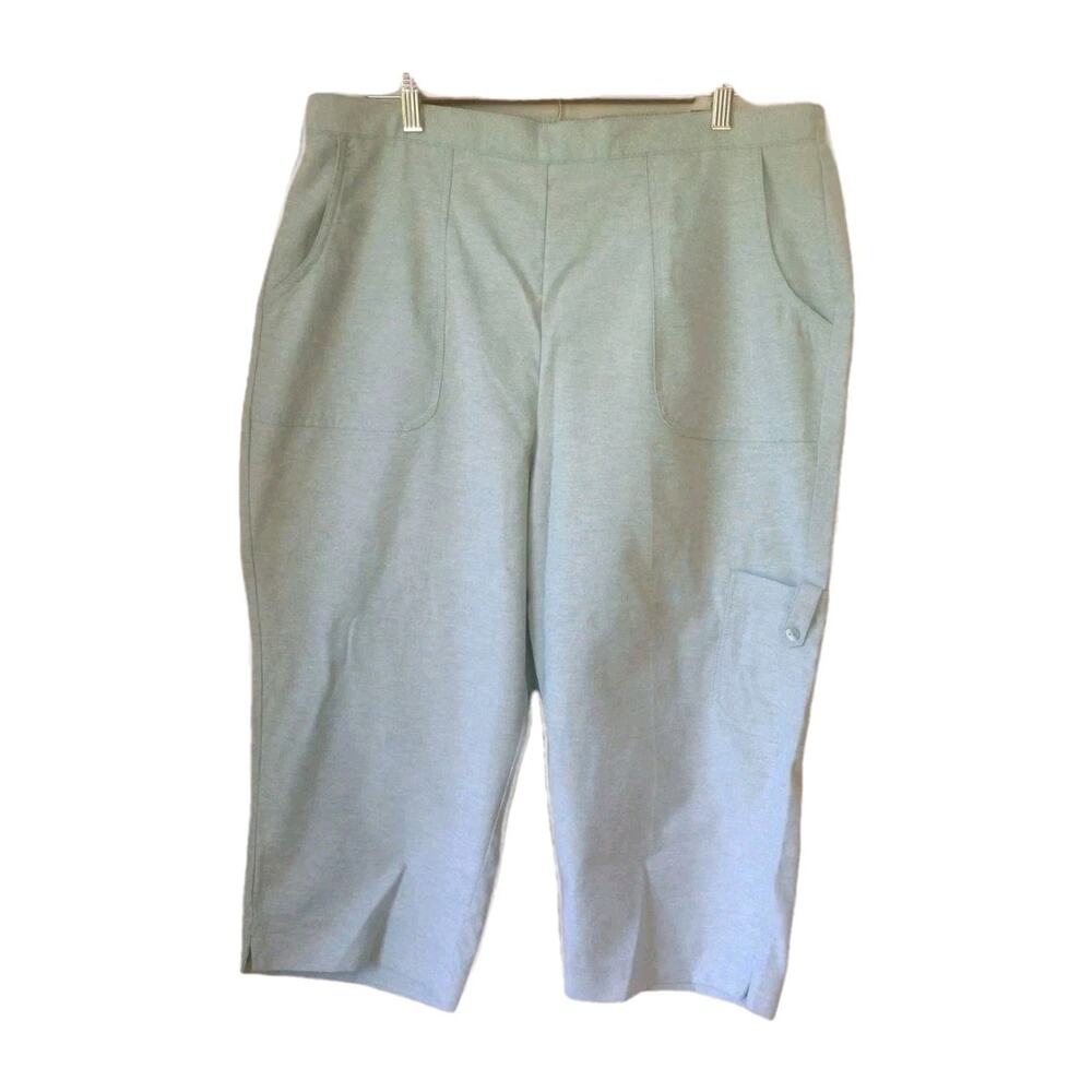 Alfred Dunner Capri Pants Women's 16 Spring Green Pockets Elastic Waist NWT